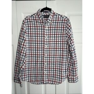 Hawker Rye Regular Fit Plaid Button Down Mens Size M Red White Blue Cotton Blend